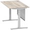 Air Modesty 1400mm Rectangular Cable Port Height Adjustable Desk, Silver Leg & Modesty Panel, Grey Oak Air Modesty 1400mm Rectangular Cable Port Height Adjustable Desk, Silver Leg & Modesty Panel, Grey Oak