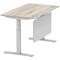 Air Modesty 1400mm Rectangular Cable Port Height Adjustable Desk, Silver Leg & Modesty Panel, Grey Oak Air Modesty 1400mm Rectangular Cable Port Height Adjustable Desk, Silver Leg & Modesty Panel, Grey Oak