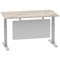 Air Modesty 1400mm Rectangular Cable Port Height Adjustable Desk, Silver Leg & Modesty Panel, Grey Oak Air Modesty 1400mm Rectangular Cable Port Height Adjustable Desk, Silver Leg & Modesty Panel, Grey Oak