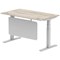 Air Modesty 1400mm Rectangular Cable Port Height Adjustable Desk, Silver Leg & Modesty Panel, Grey Oak Air Modesty 1400mm Rectangular Cable Port Height Adjustable Desk, Silver Leg & Modesty Panel, Grey Oak
