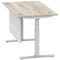 Air Modesty 1400mm Rectangular Cable Port Height Adjustable Desk, Silver Leg & Modesty Panel, Grey Oak Air Modesty 1400mm Rectangular Cable Port Height Adjustable Desk, Silver Leg & Modesty Panel, Grey Oak
