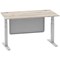 Air Modesty 1400mm Rectangular Cable Port Height Adjustable Desk, Silver Leg & Modesty Panel, Grey Oak Air Modesty 1400mm Rectangular Cable Port Height Adjustable Desk, Silver Leg & Modesty Panel, Grey Oak