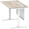 Air Modesty 1400mm Rectangular Cable Port Height Adjustable Desk, White Leg & Modesty Panel, Grey Oak Air Modesty 1400mm Rectangular Cable Port Height Adjustable Desk, White Leg & Modesty Panel, Grey Oak
