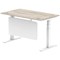 Air Modesty 1400mm Rectangular Cable Port Height Adjustable Desk, White Leg & Modesty Panel, Grey Oak Air Modesty 1400mm Rectangular Cable Port Height Adjustable Desk, White Leg & Modesty Panel, Grey Oak