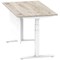 Air Modesty 1400mm Rectangular Cable Port Height Adjustable Desk, White Leg & Modesty Panel, Grey Oak Air Modesty 1400mm Rectangular Cable Port Height Adjustable Desk, White Leg & Modesty Panel, Grey Oak