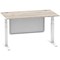 Air Modesty 1400mm Rectangular Cable Port Height Adjustable Desk, White Leg & Modesty Panel, Grey Oak Air Modesty 1400mm Rectangular Cable Port Height Adjustable Desk, White Leg & Modesty Panel, Grey Oak