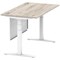 Air Modesty 1400mm Rectangular Cable Port Height Adjustable Desk, White Leg & Modesty Panel, Grey Oak Air Modesty 1400mm Rectangular Cable Port Height Adjustable Desk, White Leg & Modesty Panel, Grey Oak