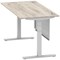 Air Modesty 1600mm Rectangular Cable Port Height Adjustable Desk, Silver Leg & Modesty Panel, Grey Oak