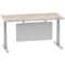 Air Modesty 1600mm Rectangular Cable Port Height Adjustable Desk, Silver Leg & Modesty Panel, Grey Oak