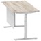 Air Modesty 1600mm Rectangular Cable Port Height Adjustable Desk, Silver Leg & Modesty Panel, Grey Oak