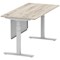 Air Modesty 1600mm Rectangular Cable Port Height Adjustable Desk, Silver Leg & Modesty Panel, Grey Oak