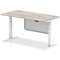 Air Modesty 1600mm Rectangular Cable Port Height Adjustable Desk, White Leg & Modesty Panel, Grey Oak