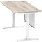 Air Modesty 1600mm Rectangular Cable Port Height Adjustable Desk, White Leg & Modesty Panel, Grey Oak