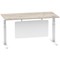 Air Modesty 1600mm Rectangular Cable Port Height Adjustable Desk, White Leg & Modesty Panel, Grey Oak