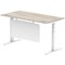 Air Modesty 1600mm Rectangular Cable Port Height Adjustable Desk, White Leg & Modesty Panel, Grey Oak