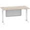 Air Modesty 1600mm Rectangular Cable Port Height Adjustable Desk, White Leg & Modesty Panel, Grey Oak
