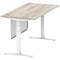 Air Modesty 1600mm Rectangular Cable Port Height Adjustable Desk, White Leg & Modesty Panel, Grey Oak