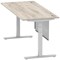 Air Modesty 1800mm Rectangular Cable Port Height Adjustable Desk, Silver Leg & Modesty Panel, Grey Oak