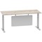 Air Modesty 1800mm Rectangular Cable Port Height Adjustable Desk, Silver Leg & Modesty Panel, Grey Oak