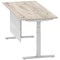 Air Modesty 1800mm Rectangular Cable Port Height Adjustable Desk, Silver Leg & Modesty Panel, Grey Oak