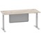 Air Modesty 1800mm Rectangular Cable Port Height Adjustable Desk, Silver Leg & Modesty Panel, Grey Oak
