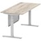 Air Modesty 1800mm Rectangular Cable Port Height Adjustable Desk, Silver Leg & Modesty Panel, Grey Oak