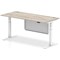 Air Modesty 1800mm Rectangular Cable Port Height Adjustable Desk, White Leg & Modesty Panel, Grey Oak