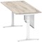 Air Modesty 1800mm Rectangular Cable Port Height Adjustable Desk, White Leg & Modesty Panel, Grey Oak