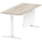 Air Modesty 1800mm Rectangular Cable Port Height Adjustable Desk, White Leg & Modesty Panel, Grey Oak