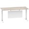 Air Modesty 1800mm Rectangular Cable Port Height Adjustable Desk, White Leg & Modesty Panel, Grey Oak