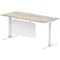 Air Modesty 1800mm Rectangular Cable Port Height Adjustable Desk, White Leg & Modesty Panel, Grey Oak