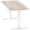 Air Modesty 1800mm Rectangular Cable Port Height Adjustable Desk, White Leg & Modesty Panel, Grey Oak