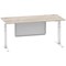 Air Modesty 1800mm Rectangular Cable Port Height Adjustable Desk, White Leg & Modesty Panel, Grey Oak