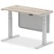 Air Modesty 1200mm Slim Rectangular Height Adjustable Desk, Silver Leg & Modesty Panel, Grey Oak