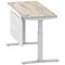 Air Modesty 1400mm Slim Rectangular Height Adjustable Desk, Silver Leg & Modesty Panel, Grey Oak Air Modesty 1400mm Slim Rectangular Height Adjustable Desk, Silver Leg & Modesty Panel, Grey Oak