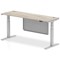 Air Modesty 1800mm Slim Rectangular Height Adjustable Desk, Silver Leg & Modesty Panel, Grey Oak