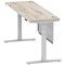 Air Modesty 1800mm Slim Rectangular Height Adjustable Desk, Silver Leg & Modesty Panel, Grey Oak