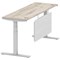 Air Modesty 1800mm Slim Rectangular Height Adjustable Desk, Silver Leg & Modesty Panel, Grey Oak