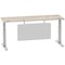 Air Modesty 1800mm Slim Rectangular Height Adjustable Desk, Silver Leg & Modesty Panel, Grey Oak