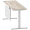 Air Modesty 1800mm Slim Rectangular Height Adjustable Desk, Silver Leg & Modesty Panel, Grey Oak