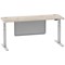 Air Modesty 1800mm Slim Rectangular Height Adjustable Desk, Silver Leg & Modesty Panel, Grey Oak