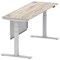 Air Modesty 1800mm Slim Rectangular Height Adjustable Desk, Silver Leg & Modesty Panel, Grey Oak