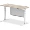 Air Modesty 1400mm Slim Rectangular Height Adjustable Desk, White Leg & Modesty Panel, Grey Oak