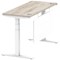 Air Modesty 1400mm Slim Rectangular Height Adjustable Desk, White Leg & Modesty Panel, Grey Oak