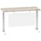 Air Modesty 1400mm Slim Rectangular Height Adjustable Desk, White Leg & Modesty Panel, Grey Oak