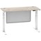 Air Modesty 1400mm Slim Rectangular Height Adjustable Desk, White Leg & Modesty Panel, Grey Oak