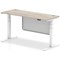 Air Modesty 1600mm Slim Rectangular Height Adjustable Desk, White Leg & Modesty Panel, Grey Oak