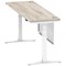 Air Modesty 1800mm Slim Rectangular Height Adjustable Desk, White Leg & Modesty Panel, Grey Oak