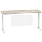 Air Modesty 1800mm Slim Rectangular Height Adjustable Desk, White Leg & Modesty Panel, Grey Oak