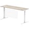 Air Modesty 1800mm Slim Rectangular Height Adjustable Desk, White Leg & Modesty Panel, Grey Oak